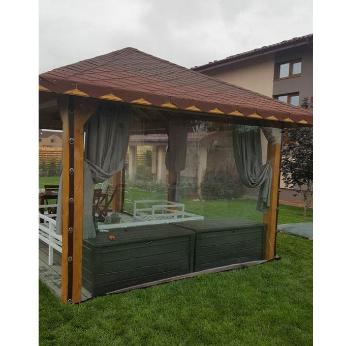 Folie foisor cu capse si bride, 1,6 m lungime x 1,4 m inaltime, banda maro
