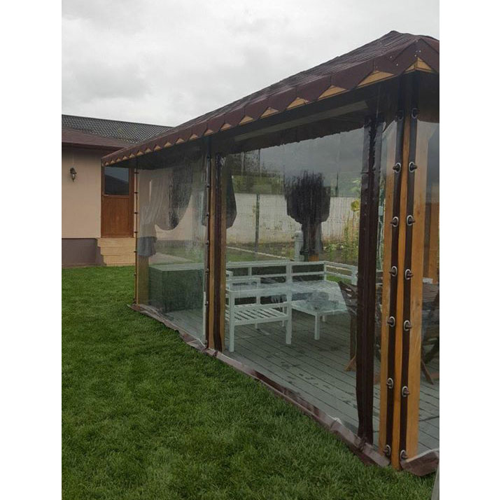 Folie foisor cu capse si bride, 3 m lungime x 1,4 m inaltime, banda maro