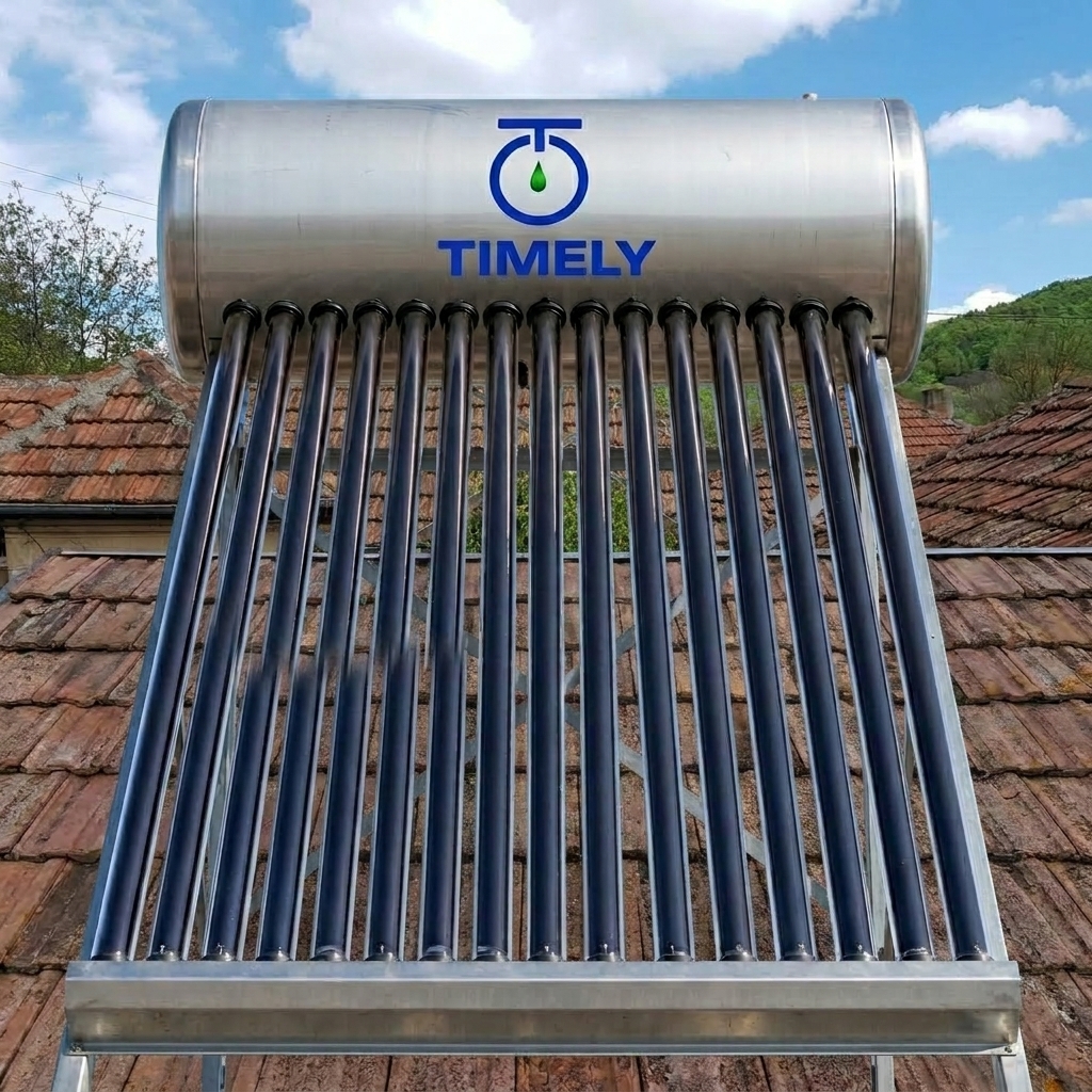 Panou Solar Apa Calda Presurizat, TIMELY, boiler 200 litri din inox, 20 tuburi heat-pipe