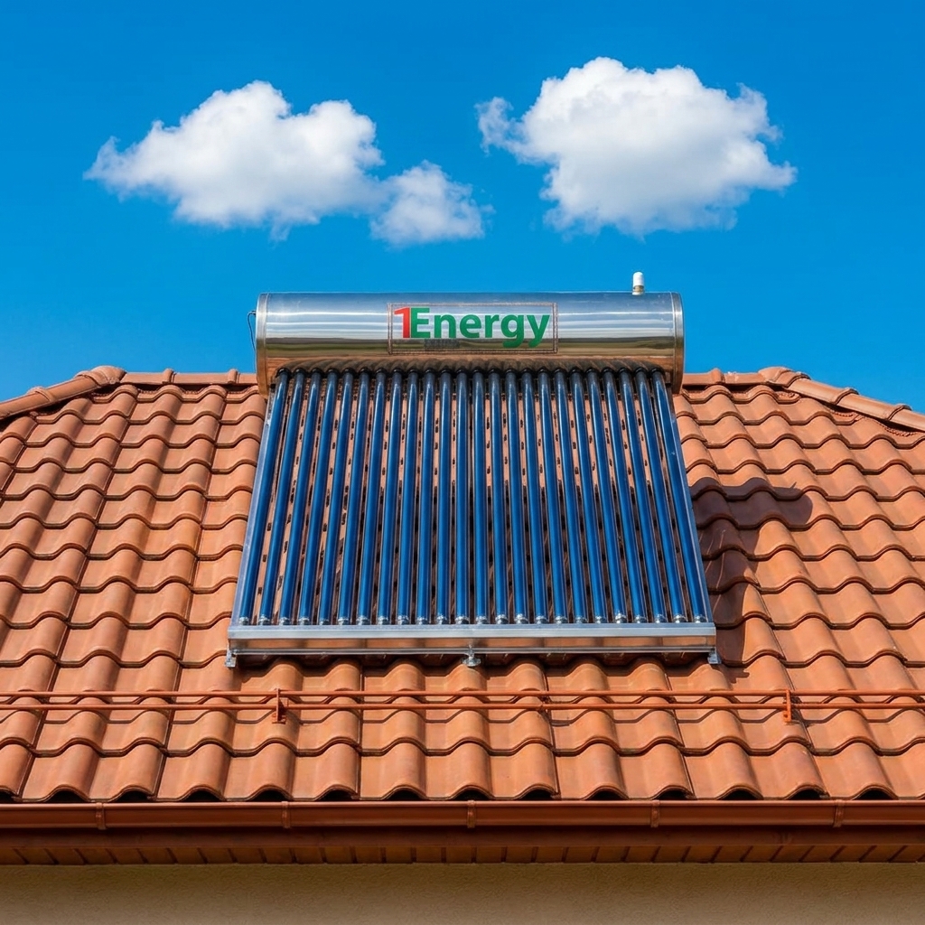 Panou Solar Nepresurizat apa calda, 1ENERGY, boiler integral din inox, 250 litri, 25 tuburi