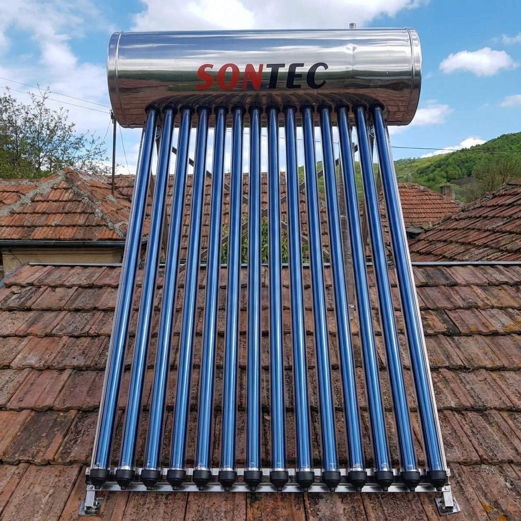 Panou Solar Presurizat Apa Calda, SONTEC, boiler 180 litri din inox, 18 tuburi heat-pipe