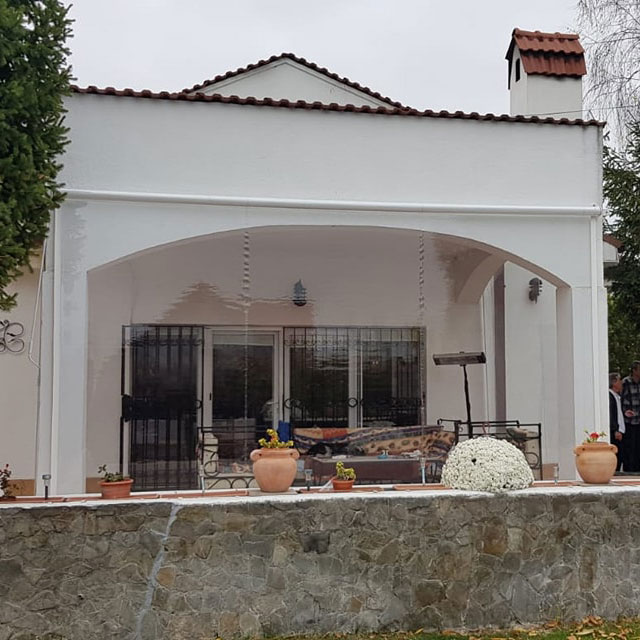 Rulou transparent necasetat, 2,2m lungime x 2,3m inaltime, chenar maro, crem, alb sau gri, folie 0.8 mm grosime