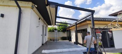 Pergola retractabila de 6.70 m lungime x 3 m deschidere, automatizata cu telecomanda, montaj realizat in Căciulați, Ilfov