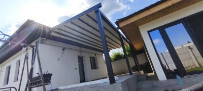 Pergola retractabila de 6.70 m lungime x 3 m deschidere, automatizata cu telecomanda, montaj realizat in Căciulați, Ilfov